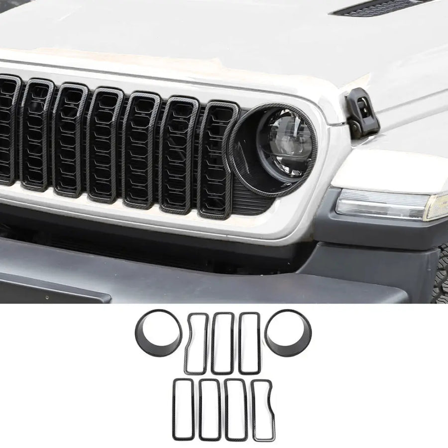 RT-TCZ Grill Insert+Front Headlight Cover Trim For Jeep Wrangler