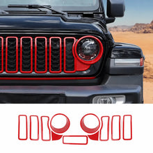 For 2024+ Jeep Wrangler JL/Gladiator JT Grille Insert+Front Headlight Bezels+ Center Mesh Piece Cover Trim Kit RT-TCZ