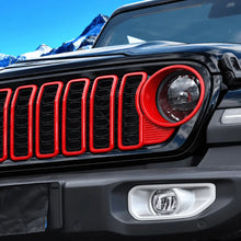 For 2024+ Jeep Wrangler JL/Gladiator JT Grille Insert+Front Headlight Bezels+ Center Mesh Piece Cover Trim Kit RT-TCZ
