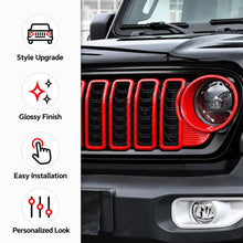 For 2024+ Jeep Wrangler JL/Gladiator JT Grille Insert+Front Headlight Bezels+ Center Mesh Piece Cover Trim Kit RT-TCZ