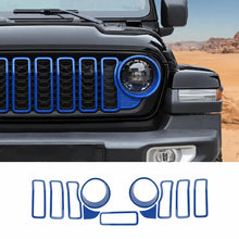For 2024+ Jeep Wrangler JL/Gladiator JT Grille Insert+Front Headlight Bezels+ Center Mesh Piece Cover Trim Kit RT-TCZ