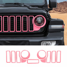 For 2024+ Jeep Wrangler JL/Gladiator JT Grille Insert+Front Headlight Bezels+ Center Mesh Piece Cover Trim Kit RT-TCZ