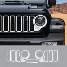 For 2024+ Jeep Wrangler JL/Gladiator JT Grille Insert+Front Headlight Bezels+ Center Mesh Piece Cover Trim Kit RT-TCZ