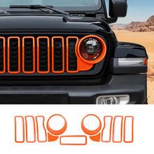For 2024+ Jeep Wrangler JL/Gladiator JT Grille Insert+Front Headlight Bezels+ Center Mesh Piece Cover Trim Kit RT-TCZ
