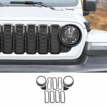 For 2024+ Jeep Wrangler JL/Gladiator JT Grille Insert+Front Headlight Bezels+ Center Mesh Piece Cover Trim Kit RT-TCZ