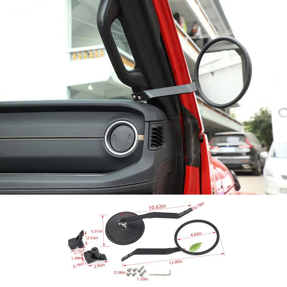 thumbnail image 2 of JMTBNO Door Off Hinge Mirrors For Jeep Wrangler JL JK YJ TJ - Black Aluminum, Pair 2 of 6