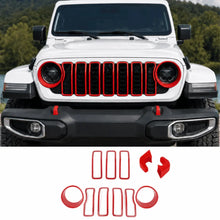 For 2024+ Jeep Wrangler JL & Gladiator JT Exterior Front Grille Inserts Headlight Trim Ring & Tow Hook Protective Cover (11 pcs) RT-TCZ