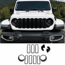 For 2024+ Jeep Wrangler JL & Gladiator JT Exterior Front Grille Inserts Headlight Trim Ring & Tow Hook Protective Cover (11 pcs) RT-TCZ