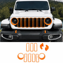 For 2024+ Jeep Wrangler JL & Gladiator JT Exterior Front Grille Inserts Headlight Trim Ring & Tow Hook Protective Cover (11 pcs) RT-TCZ