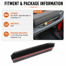 For 2024+ Jeep Wrangler JL & Gladiator JT Organizer Co-Pilot Grab Bar Storage Box Handle Insert Tray RT-TCZ