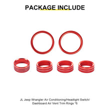 For 2024+ Jeep Wrangler & Gladiator JT Air Conditioning Headlight Switch Dashboard Air Vent Trim Ring- Style B (6 pcs) RT-TCZ