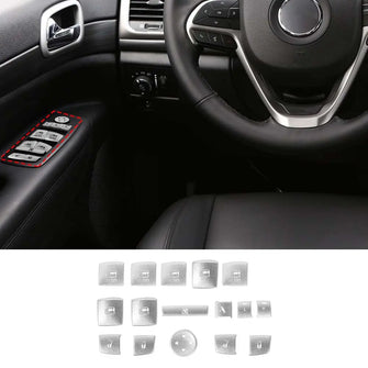 For Jeep 2014+ Cherokee /2011-2021 Grand Cherokee WK2 14 x Car Window keypads Button Decorative Trim Pieces RT-TCZ