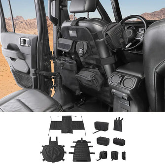 For Jeep Wrangler CJ YJ TJ JK JL JT & Unlimited 10PCS Multi-functional Front Seat Cushion Cover Storage Bag RT-TCZ