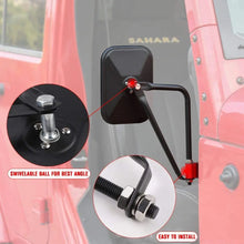 For Jeep Wrangler CJ YJ TJ JK JL & JT Side Mirrors Square Doorless Rear View Quick Release Mirrors Textured Black RT-TCZ