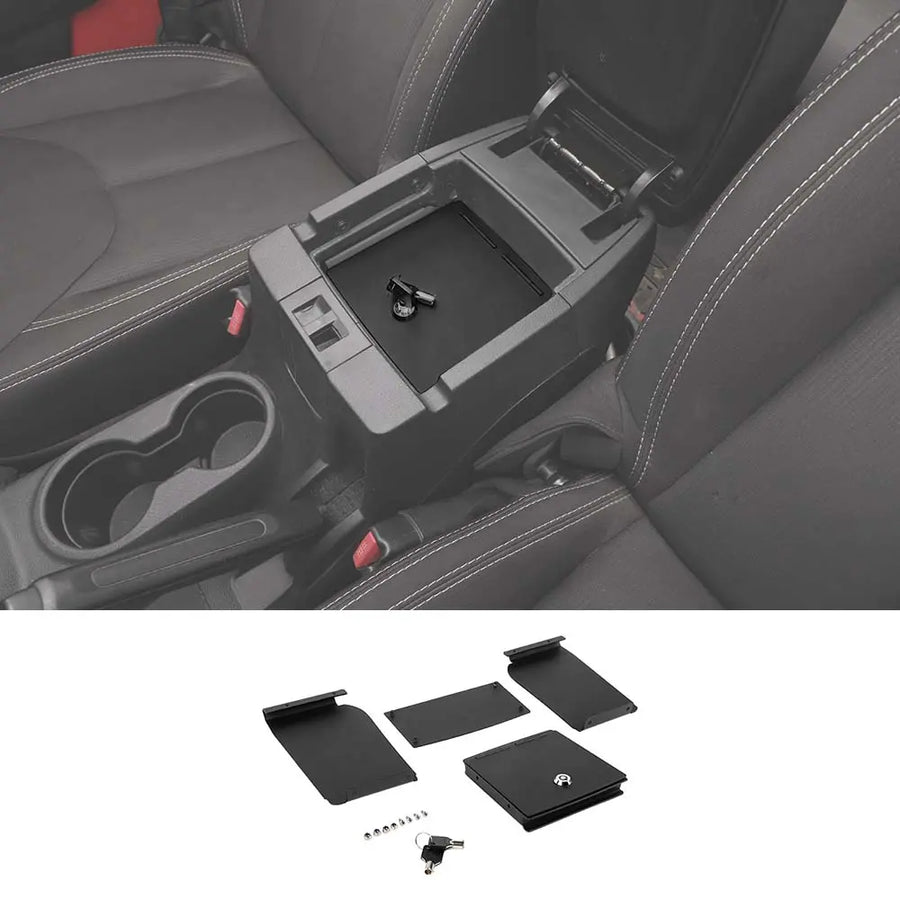 thumbnail image 2 of CheroCar Black Armrest Cover With Storage Bag - For Jeep Wrangler JK 2007-2010, PU Leather, Direct Fit 2 of 6