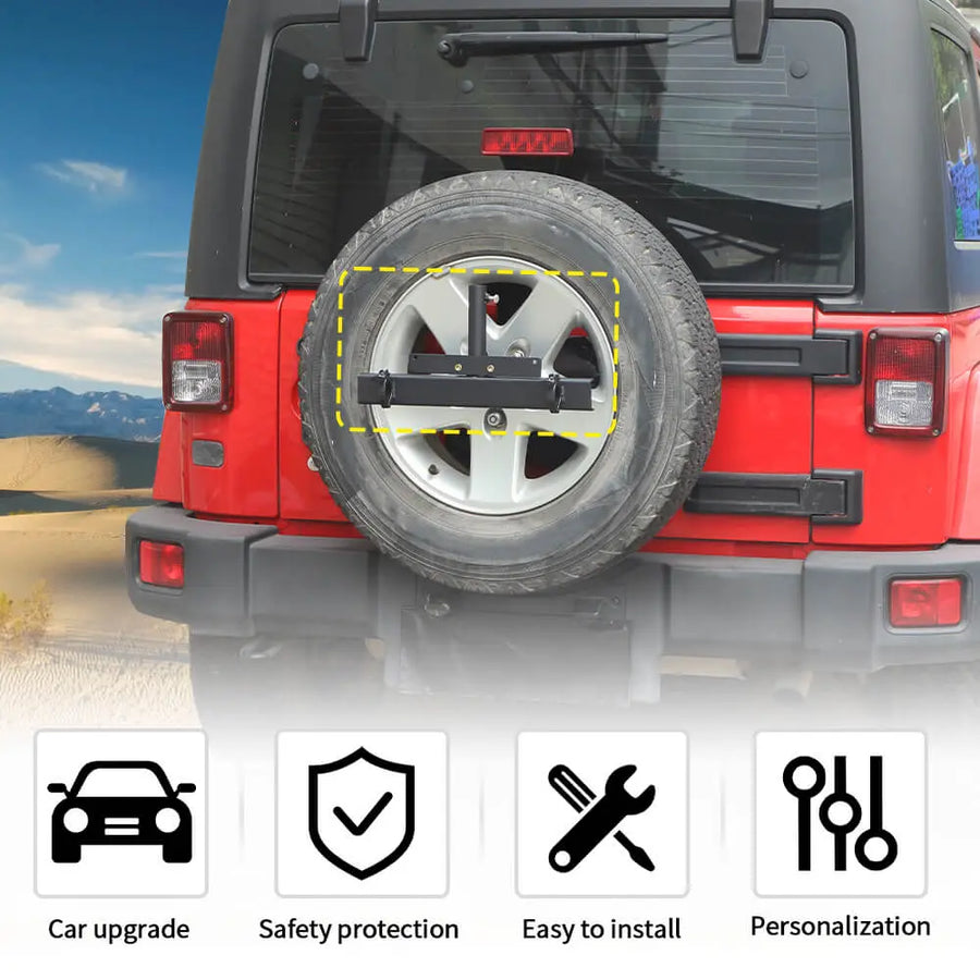 thumbnail image 2 of Jeep Wrangler TJ & JK 1997-2018 Spare Tire License Plate Mount – Black Steel Bracket 2 of 4