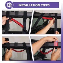 For Jeep Wrangler JK JL JT Roll Bar Paracord Grab Handles with LED Light US Flag- 2Pack RT-TCZ
