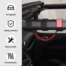 For Jeep Wrangler JK JL JT Roll Bar Paracord Grab Handles with LED Light US Flag- 2Pack RT-TCZ