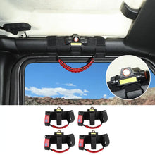 For Jeep Wrangler JK JL JT Roll Bar Paracord Grab Handles with LED Light US Flag- 4Pack RT-TCZ