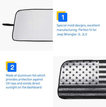 For Jeep Wrangler TJ JK JKU American Flag Windshield Sunshade, Auto Front Window Shade Foldable Sun Visor RT-TCZ