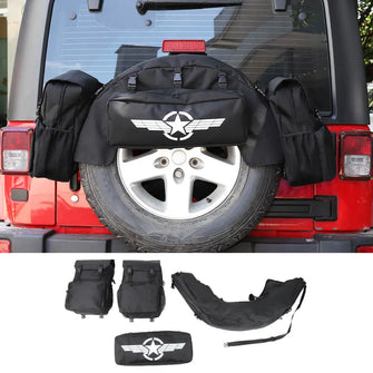 For Jeep Wrangler TJ JK JL 4PCS Spare Tire Storage Bag Cargo Organizer Bag Kit RT-TCZ