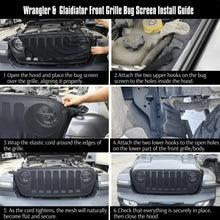 For Jeep Wrangler TJ JK JL Glaidiator JT Front Grille Bug Screen Cover – Nylon Insect Mesh Overlay, Anti-Debris Protection RT-TCZ