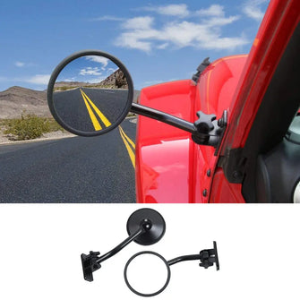 For Jeep Wrangler TJ LJ & JK JKU Doors Off Mirrors Quick Release Mirrors, Textured Black, 1 Pair RT-TCZ