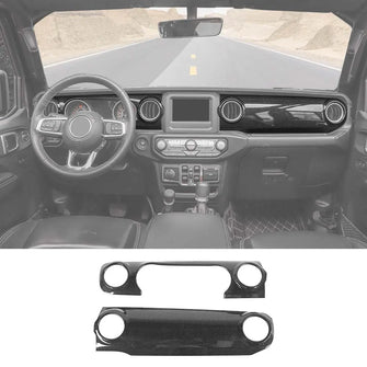 For 2018-2023 Jeep Wrangler JL JLU / Gladiator JT 2PCS Center Console Dashboard Decor Panel Cover Trim RT-TCZ