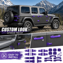 For 2018-2025 Jeep Wrangler JLU 4Door 24PCS Exterior Trim Kits Door & Hood Hinge Covers RT-TCZ