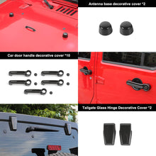 For 2007-2018 Jeep Wrangler JK 4-Door Version Full Set Exterior Decoration Hinges Trims Cover Kit (31 pcs) RT-TCZ