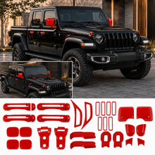 For 2020+ Jeep Gladiator JT 4-Door – 25PCS Exterior Full Set Trim Kit - Hood, Door, Hinge & Handle Mirrior Cover RT-TCZ