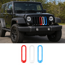 For 2018+ Jeep Wrangler JL & Gladiator JT Front Grille Inserts Trim Red White Light Blue 3 Pieces