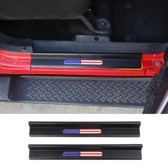 For Jeep Wrangler JK JKU 07-17 2/4Door Sill Threshold Protector Cover Entry Guard Strip Black (American Flag)