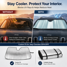 For 2014+ Jeep Cherokee Car Windshield Sunshade, Front Window Sun Shade Foldable Sun Visor Sunscreen RT-TCZ