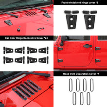 For 2007-2018 Jeep Wrangler JK 4-Door Version Full Set Exterior Decoration Hinges Trims Cover Kit (31 pcs) RT-TCZ