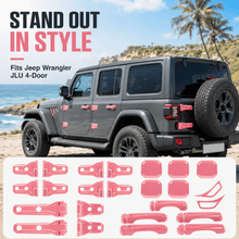 For 2018-2025 Jeep Wrangler JLU 4Door 24PCS Exterior Trim Kits Door & Hood Hinge Covers RT-TCZ