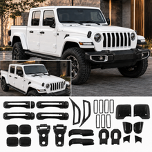 For 2020+ Jeep Gladiator JT 4-Door – 25PCS Exterior Full Set Trim Kit - Hood, Door, Hinge & Handle Mirrior Cover RT-TCZ