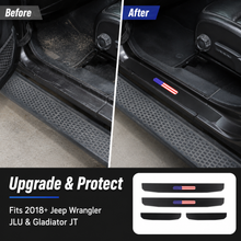 For 2018+ Jeep Wrangler JL JLU & Gladiator JT  Front & Rear Entry Guards Door Sill Plate Protectors Threshold Cover USA Flag RT-TCZ