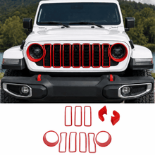 For 2024+ Jeep Wrangler JL & Gladiator JT Exterior Front Grille Inserts Headlight Trim Ring & Tow Hook Protective Cover (11 pcs) RT-TCZ