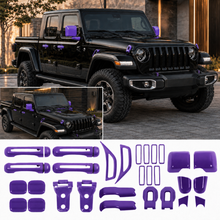 For 2020+ Jeep Gladiator JT 4-Door – 25PCS Exterior Full Set Trim Kit - Hood, Door, Hinge & Handle Mirrior Cover RT-TCZ