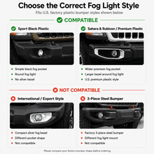 For 2018+ Jeep Wrangler JL/Gladiator JT Front Fog Light & Front Bumper Fog Light Trim Bezels RT-TCZ