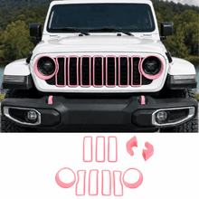 For 2024+ Jeep Wrangler JL & Gladiator JT Exterior Front Grille Inserts Headlight Trim Ring & Tow Hook Protective Cover (11 pcs) RT-TCZ