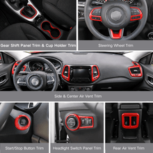 For 2017–2021 Jeep Compass 12 x Interior Dashboard & Center Console Accent Trim Kit – Full Dash Cover Set RT-TCZ