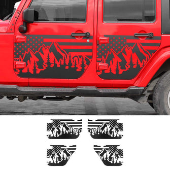 For 2007-2017 Jeep Wrangler JK 2/4 Door Car Door Decal Sticker American Flag RT-TCZ