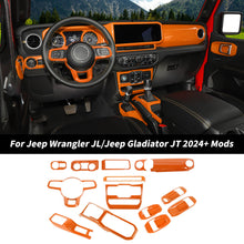 For 2024+ Jeep Wrangler JL & Gladiator JT 4-Door Version Interior Center Console Gear Shift Trim Cover Kit (14 pcs) RT-TCZ