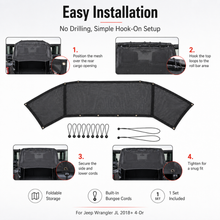 For 2018+ Jeep Wrangler JL 4-Door Trunk Sunshade Mesh Insulation Net Cover Anti-UV RT-TCZ