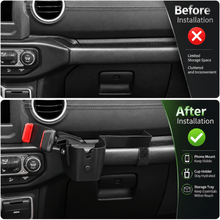 For 2018-2023 Jeep Wrangler JL JLU & Gladiator JT Passenger Co-Pilot Grab Bar Phone Mount Drink Cup Storage Tray RT-TCZ
