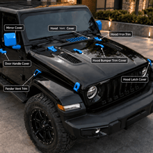 For 2018+ Jeep Wrangler JL 4-Door – 31PCS Exterior Hood, Door, Tailgate Hinge & Handle Trim Cover Kit RT-TCZ