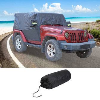RT-TCZ Car Cover Waterproof Black Accessories For 2007+ Jeep Wrangler JK JL 2Door Dust UV Protection