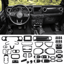 For 2018–2023 Jeep Wrangler JL & Gladiator JT – ABS Dashboard, Steering Wheel & Console Full Set Covers 42 PCS Interior Trim Kit RT-TCZ